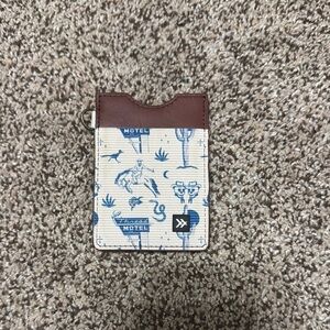 Brown and White Card Holder with Blue Print